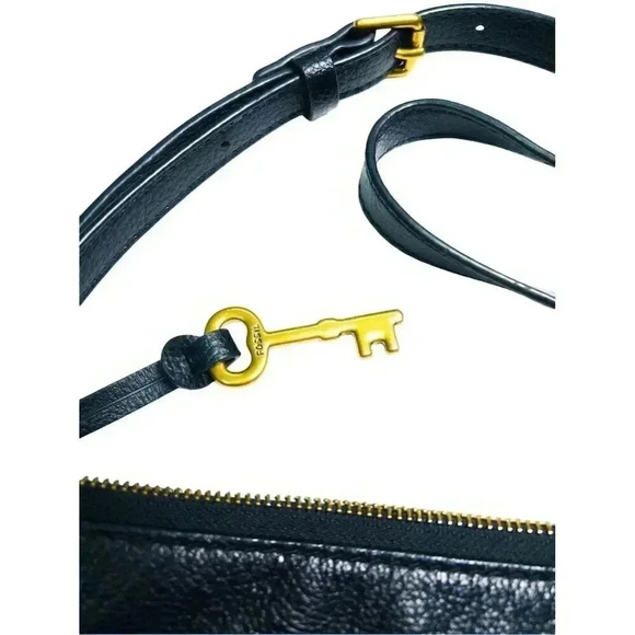 Fossil Women's Black Leather Crossbody Bag Medium Gold Hardware - Picture 4 of 8